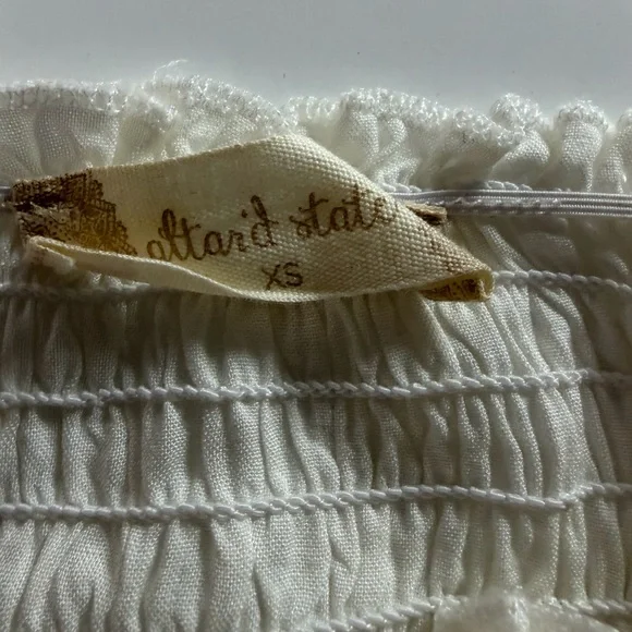 Altar’d State Cream Eyelet Midi Dress Smocked Bodice Tie Strap XS Cottagecore - Picture 4 of 6